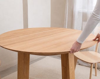 ORBIS - Única unidad disponible a este precio especial | Mesa de comedor redonda de roble – Inspirada en el Japón, extensible