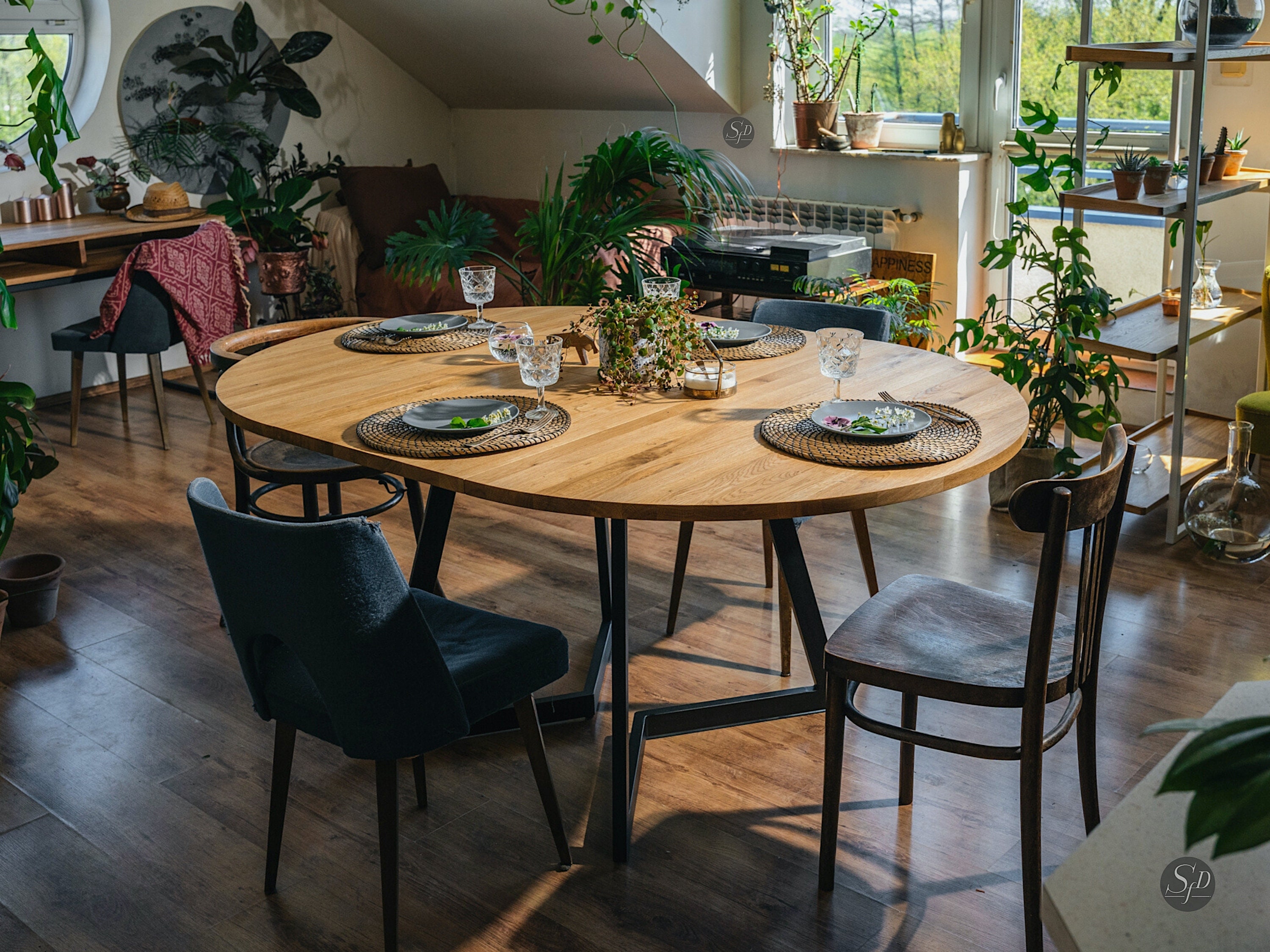 Table extensible de salle à manger blanche en bois massif Rico