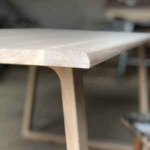 Remarkable solid oak table SLICE NATURE II. Natural raw oak table. Wooden legs. Modern Minimalist dining table. Kitchen table. Unique Design image 2