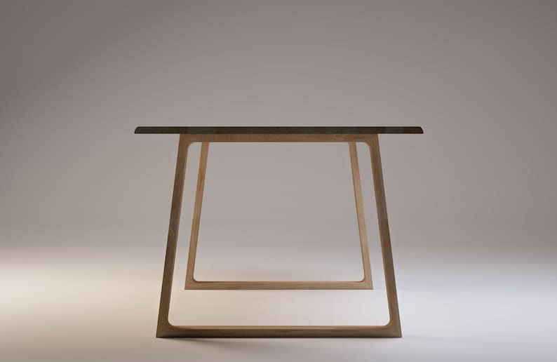 Remarkable solid oak table SLICE NATURE II. Natural raw oak table. Wooden legs. Modern Minimalist dining table. Kitchen table. Unique Design image 4