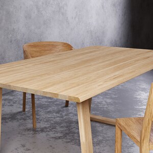 Remarkable solid oak table SLICE NATURE II. Natural raw oak table. Wooden legs. Modern Minimalist dining table. Kitchen table. Unique Design image 6