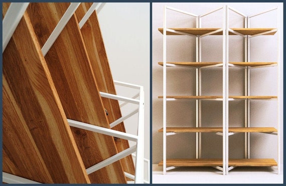 Oak and metal sale bookcase
