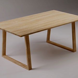 Remarkable solid oak table SLICE NATURE II. Natural raw oak table. Wooden legs. Modern Minimalist dining table. Kitchen table. Unique Design image 1