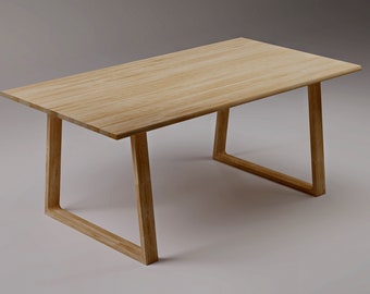 Remarkable solid oak table SLICE NATURE II. Natural raw oak table. Wooden legs. Modern Minimalist dining table. Kitchen table. Unique Design