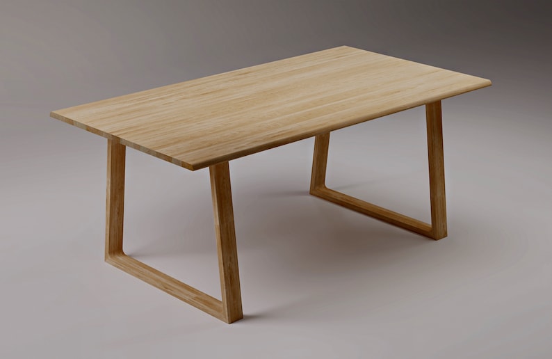 Remarkable solid oak table SLICE NATURE II. Natural raw oak table. Wooden legs. Modern Minimalist dining table. Kitchen table. Unique Design image 1