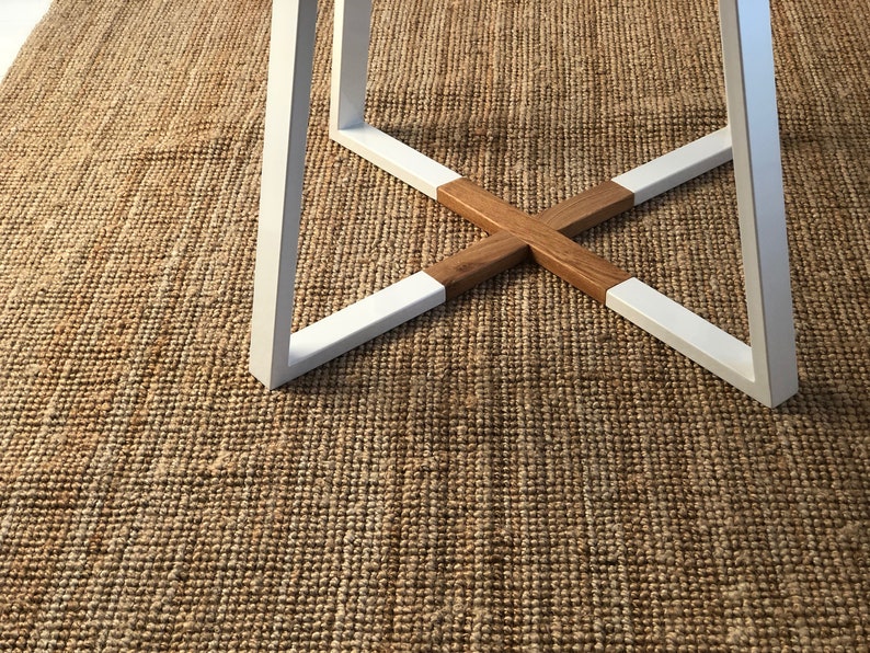 Extendable round kitchen table, modern dining room table, table with extendable oak top, rectangular table with steel frame, MÅNE WHITE image 7