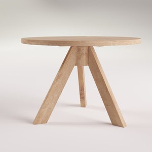 Table à manger ronde en chêne moderne : GRIND Artisanat, respectueux de l'environnement. Design contemporain rustique. 100% bois. image 1