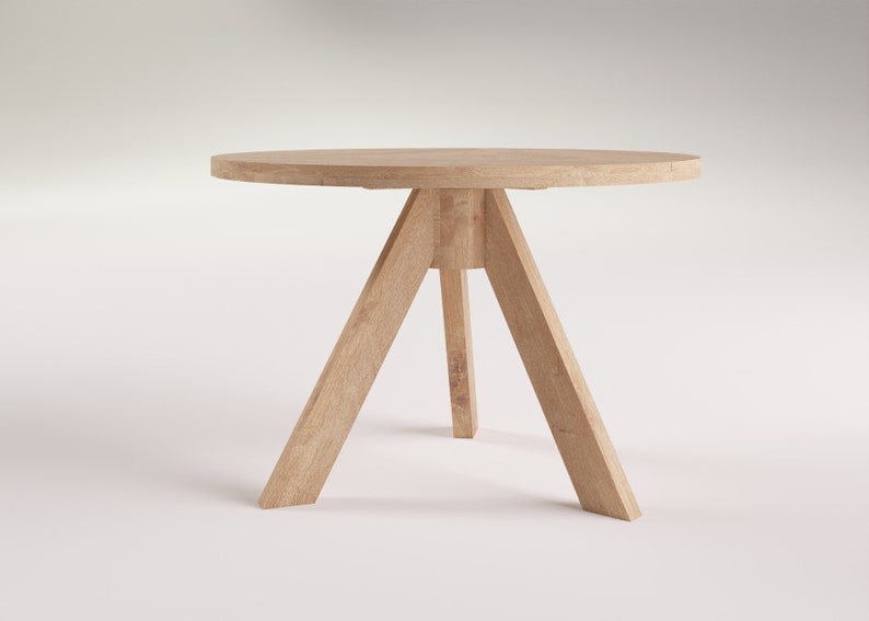 Table à manger ronde en chêne moderne : GRIND Artisanat, respectueux de l'environnement. Design contemporain rustique. 100% bois. image 1