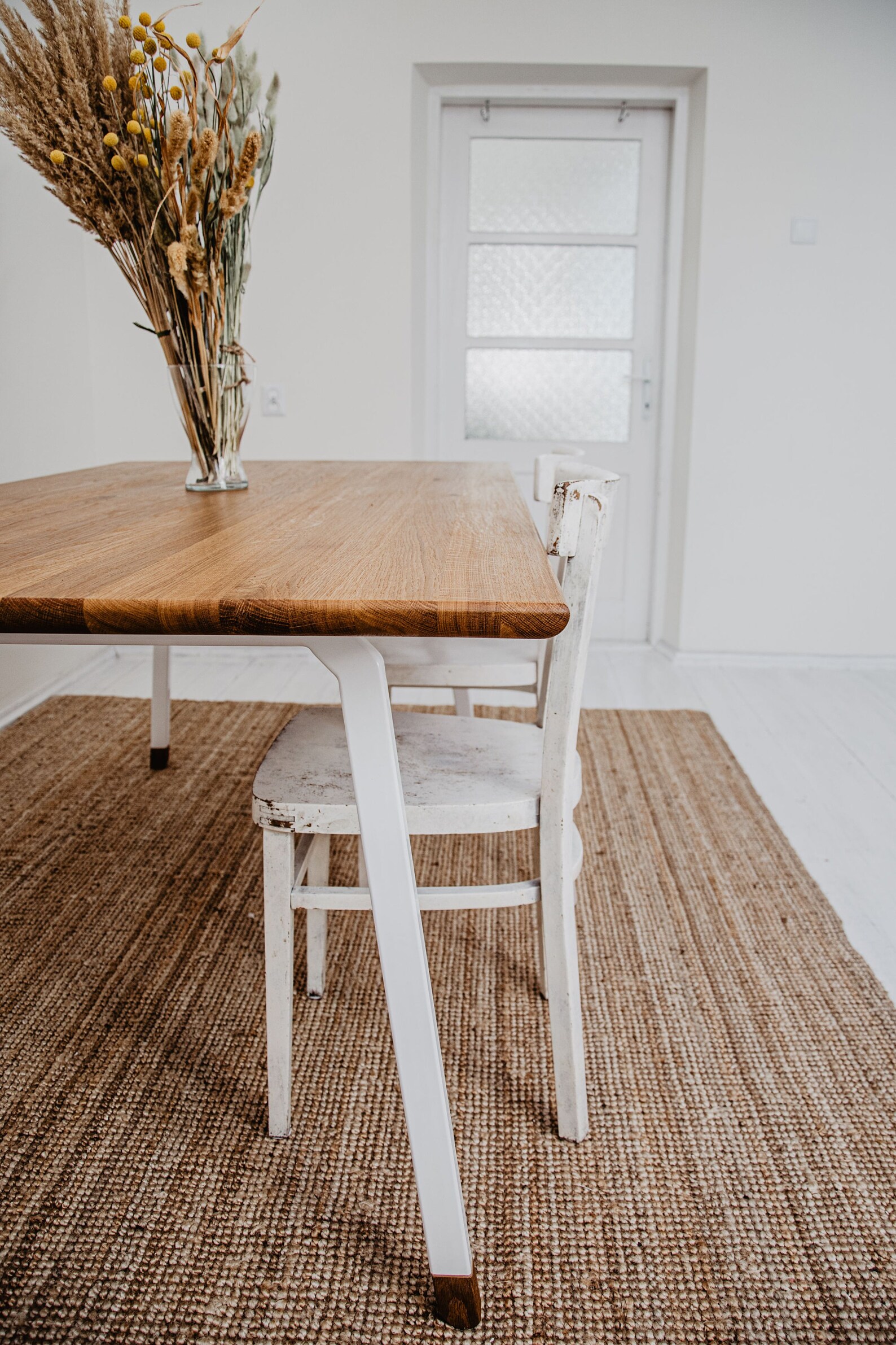 View of Modern Scandinavian Dining Table With Metal Base FINT 180x95cm - Etsy