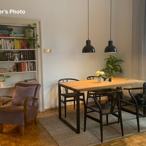 Best rectangular Scandinavian-style table/desk. Oiled oak wood. Powder-coated painted steel frame BLACK FOREST 160x80x75. Eco-friendly image 8