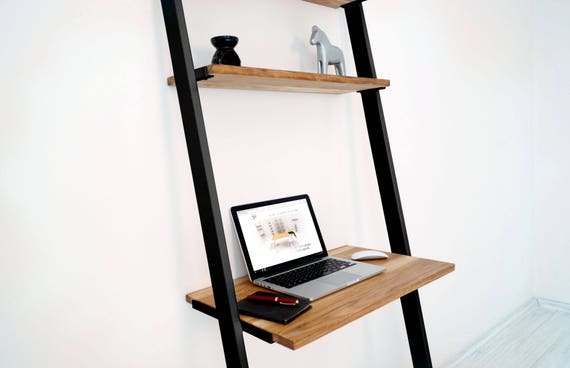 Modern Ladder Desk Bello Black Small Industrial Leaning Etsy