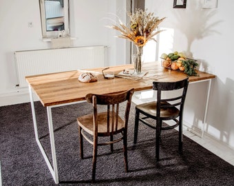 Modern Scandinavian table, handmade dining table, table with a white frame, white Scandinavian kitchen table, BASIC TRE bar table
