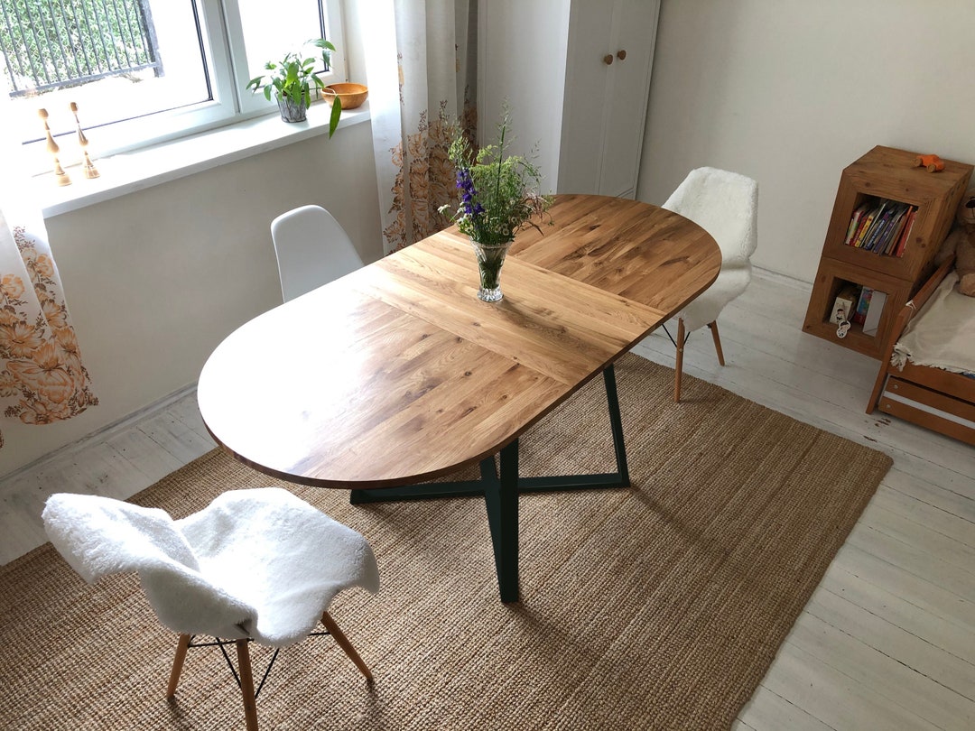 Black/white Extendable Oval Table, Modern Kitchen Table, Oval Table