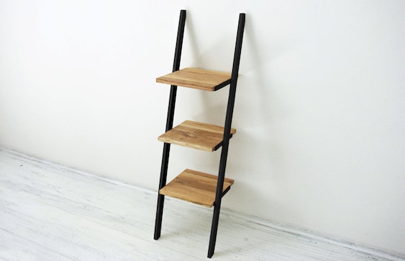 Small Bookshelf Ladder Bookcase Ladder With Shelf Black Etsy