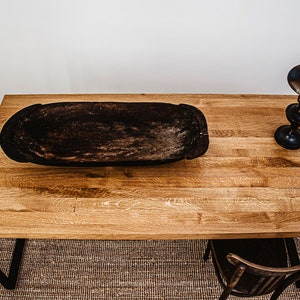 Best rectangular Scandinavian-style table/desk. Oiled oak wood. Powder-coated painted steel frame BLACK FOREST 160x80x75. Eco-friendly image 2