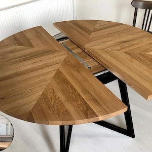 FJÄRIL BLACK Extendable Table – Handmade Solid Oak, Scandinavian Design – Furniture for Dining, Living, Kitchen (USA delivery available).