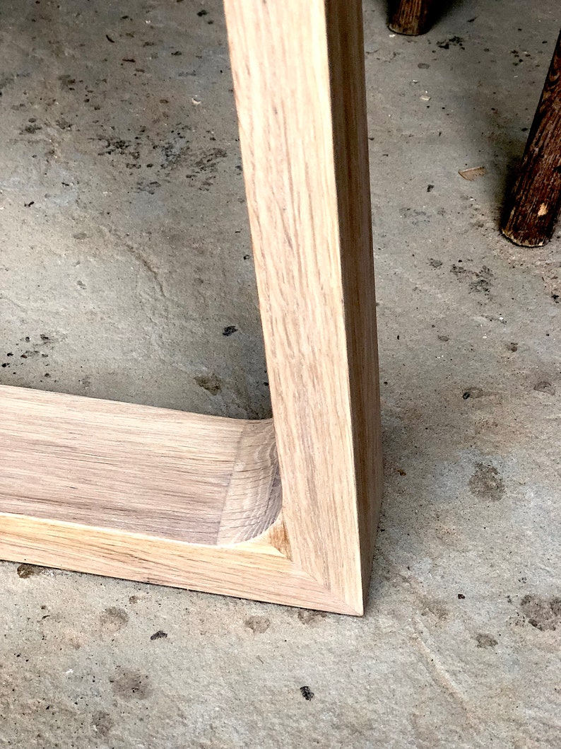 Remarkable solid oak table SLICE NATURE II. Natural raw oak table. Wooden legs. Modern Minimalist dining table. Kitchen table. Unique Design image 3