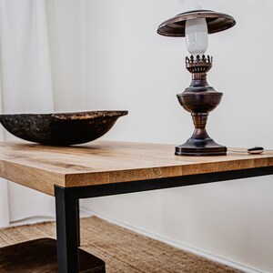 Best rectangular Scandinavian-style table/desk. Oiled oak wood. Powder-coated painted steel frame BLACK FOREST 160x80x75. Eco-friendly image 6