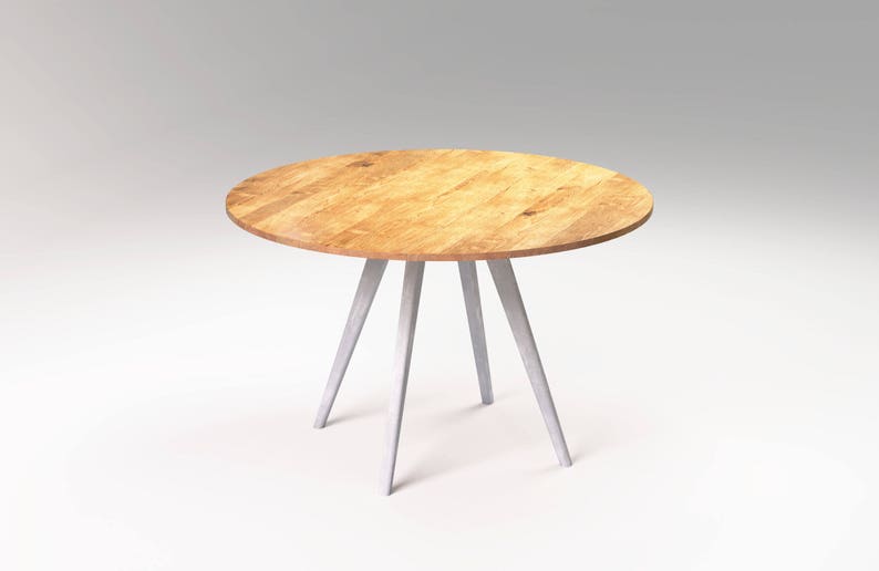 Weißer runder Esstisch Holz Eiche Holztisch Holzbeine Moderner | Etsy