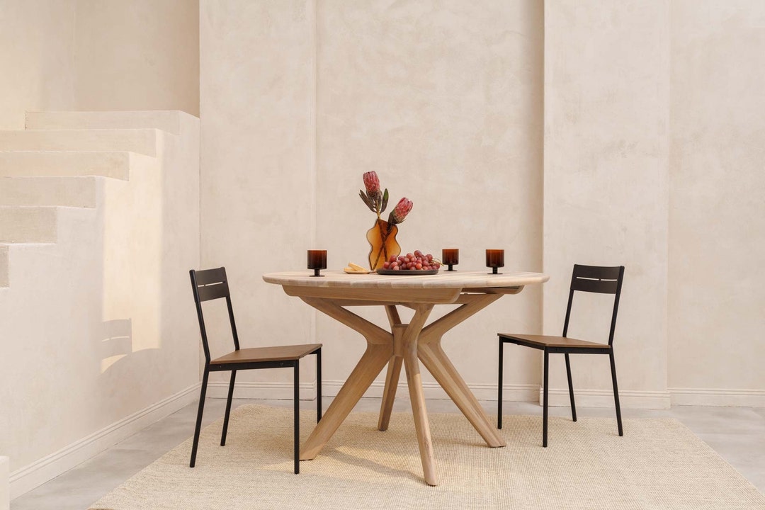 Round Extendable Dining Table SHINRIN | Solid Oak Wood | Raw Wood ...