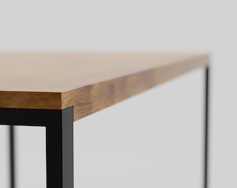 Industrial rectangle dining table BLACK FOREST, handmade solid oak table, eco-friendly table, natural wood oil table, table with no overhang