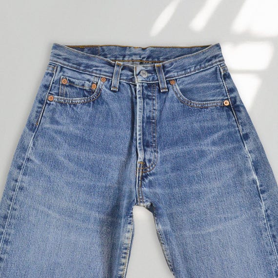 Size 24/25 Vintage Levi's 510 Denim Jeans, 1990s Made in UK, Faded Medium Blue Wash, W28 Tag