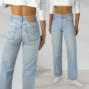 Vintage Levi&#39;s 501 Jeans 27 Waist, W29 Tag, Light Wash 100% Cotton Denim, Button Fly