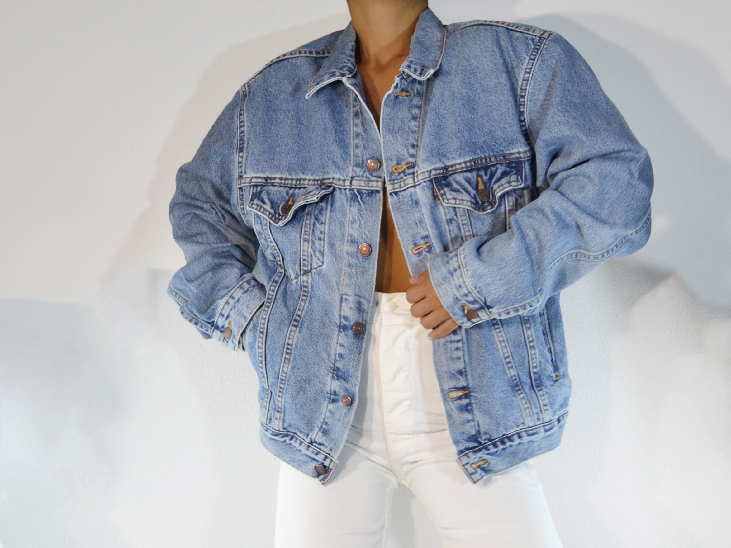 Oversized Denim Jacket Levis - Etsy