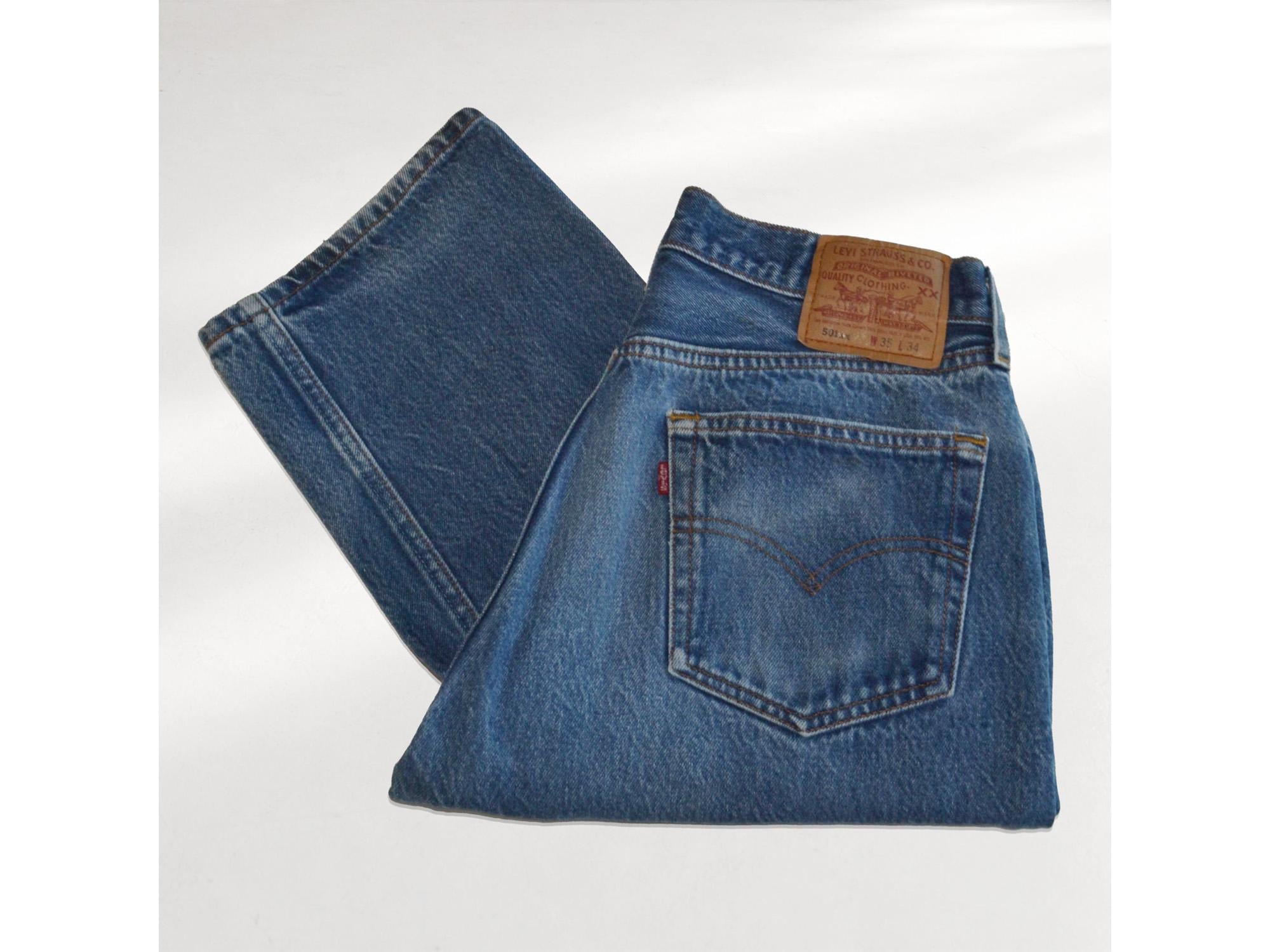 LEVI’S / W34 501 crush denim pants Levis 501 W32 L34 - Etsy