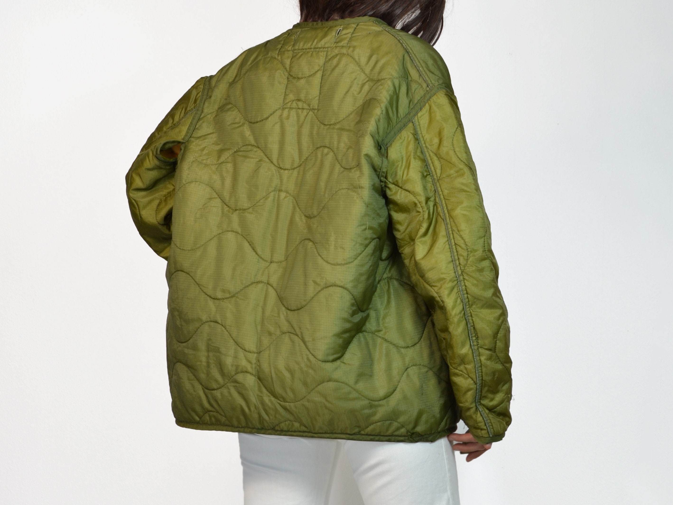 Vintage Green/green Liner Quilted Jacket Oversized Jackets Various