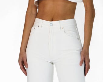 Vintage Levi&#39;s 501 Jeans 26.5&quot; Waist | Straight Leg 100% Cotton White Denim | 1990s Made in USA