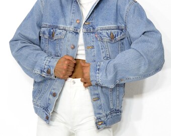 Vintage Levi's Denim Trucker Jacket Size Small | 1990s 2000s Made in USA