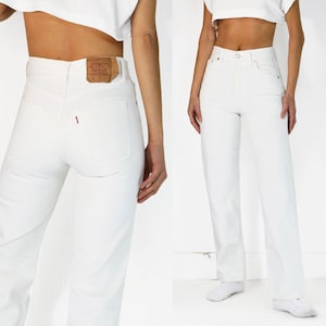 Vintage 27&quot; Waist Levi&#39;s 501 Jeans | Straight Leg 100% Cotton White Denim | Y2K Era