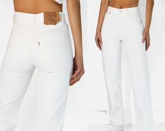 Vintage 27&quot; Waist Levi&#39;s 501 Jeans | Straight Leg 100% Cotton White Denim | Y2K Era