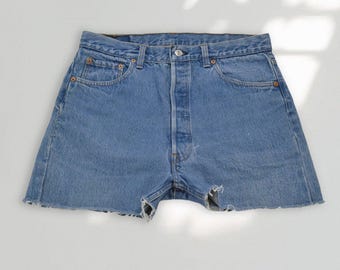 80s Levis 501 Made in Usa Blue Jean Cut off Shorts High Waist 24