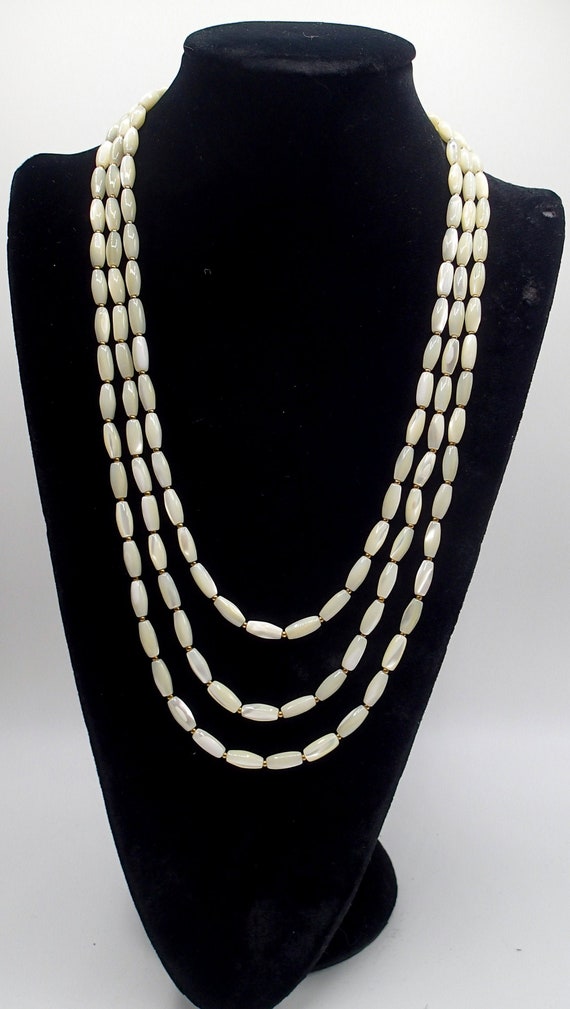 Miriam Haskell Mother of Pearl and Brass Necklace