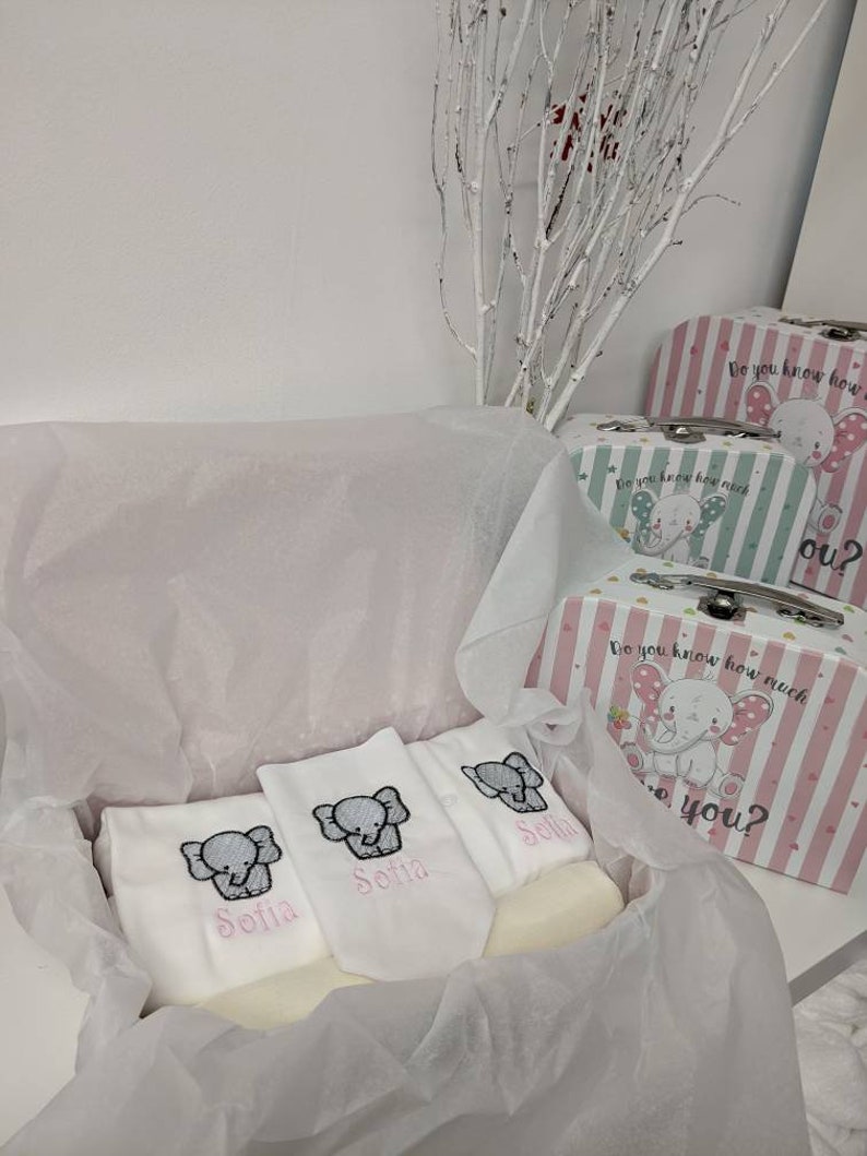 Elephant Baby gift set personalised large layette embroidered Etsy
