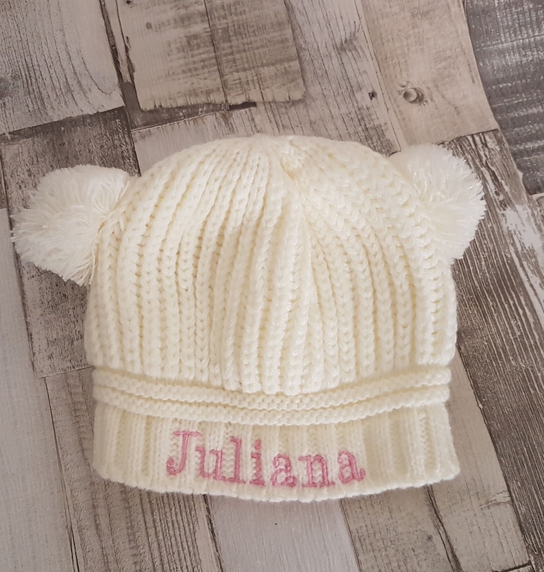 Personalised knitted hats with embroidered names baby gift Etsy