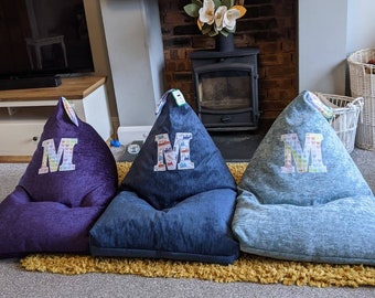 Personalised children's bean bag chair- child's gaming seat- appliqued complete beanbag- monogrammed gift reading corner