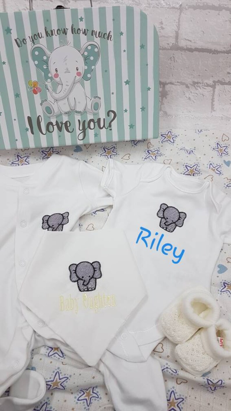 Elephant Baby gift set personalised large layette embroidered Etsy