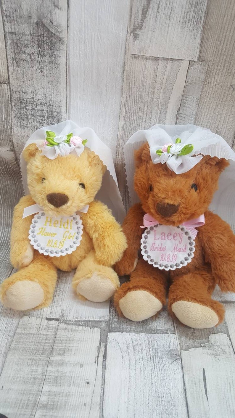flower girl teddy bear gift personalised