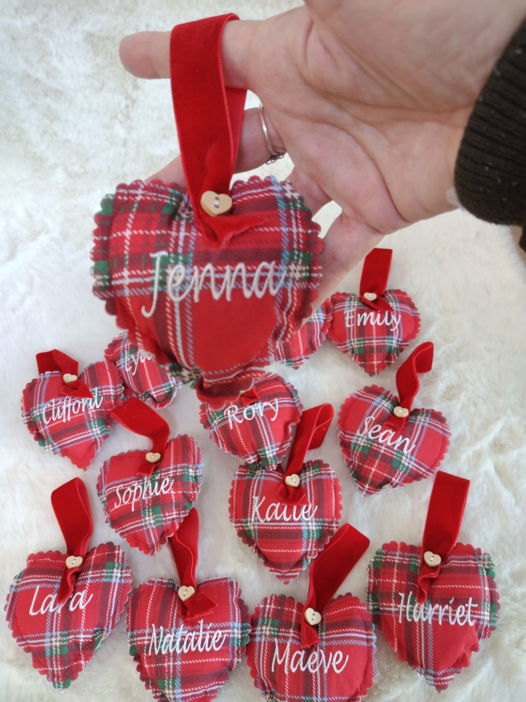 Personalised Christmas Decoration Traditional Tartan Tree Bauble Family