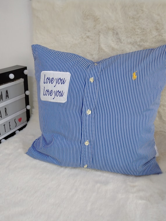 Memory Cushion With Personalised Patch a Keepsake Gift Pillow Made From Loved Ones Clothing Memorial Present Fully Lined Feather Pillow Etsy