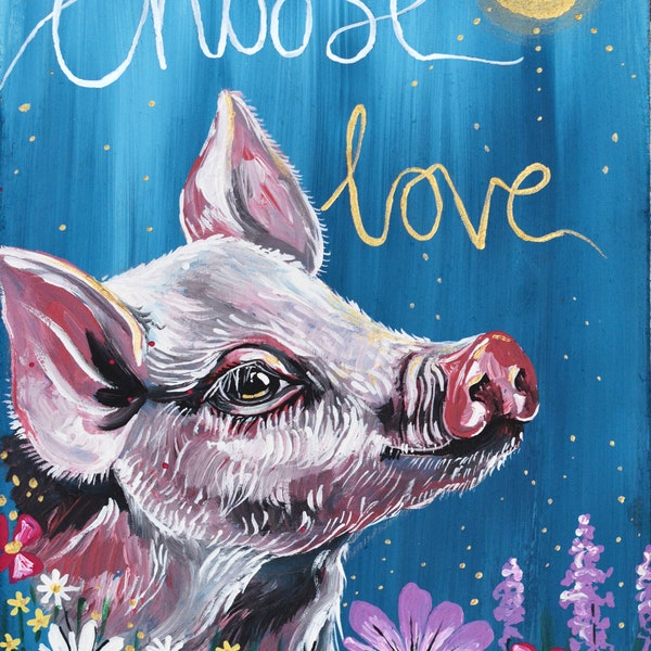 A4/A5 Vegan Art Print / Eco Friendly/ Pig Painting / Vegan Art/ Pig Art/ Vegan Gift/ Vegan Eco Friendly Gift / Art Print/ Wall Art