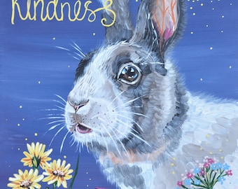 Vegan Print / Rabbit Art Print / Vegan Art/ 'Choose Kindness'/  Cruelty Free Gift / Vegan Wall Art
