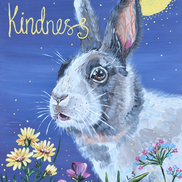 Vegan Print / Rabbit Art Print / Vegan Art/ 'Choose Kindness'/  Cruelty Free Gift / Vegan Wall Art