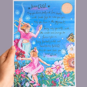Stampa artistica "Bambino interiore" / Poster artistico collage / Giovane nel cuore / Stampa artistica di crescita / Carta riciclata / Stampa artistica ecologica / Arte poetica