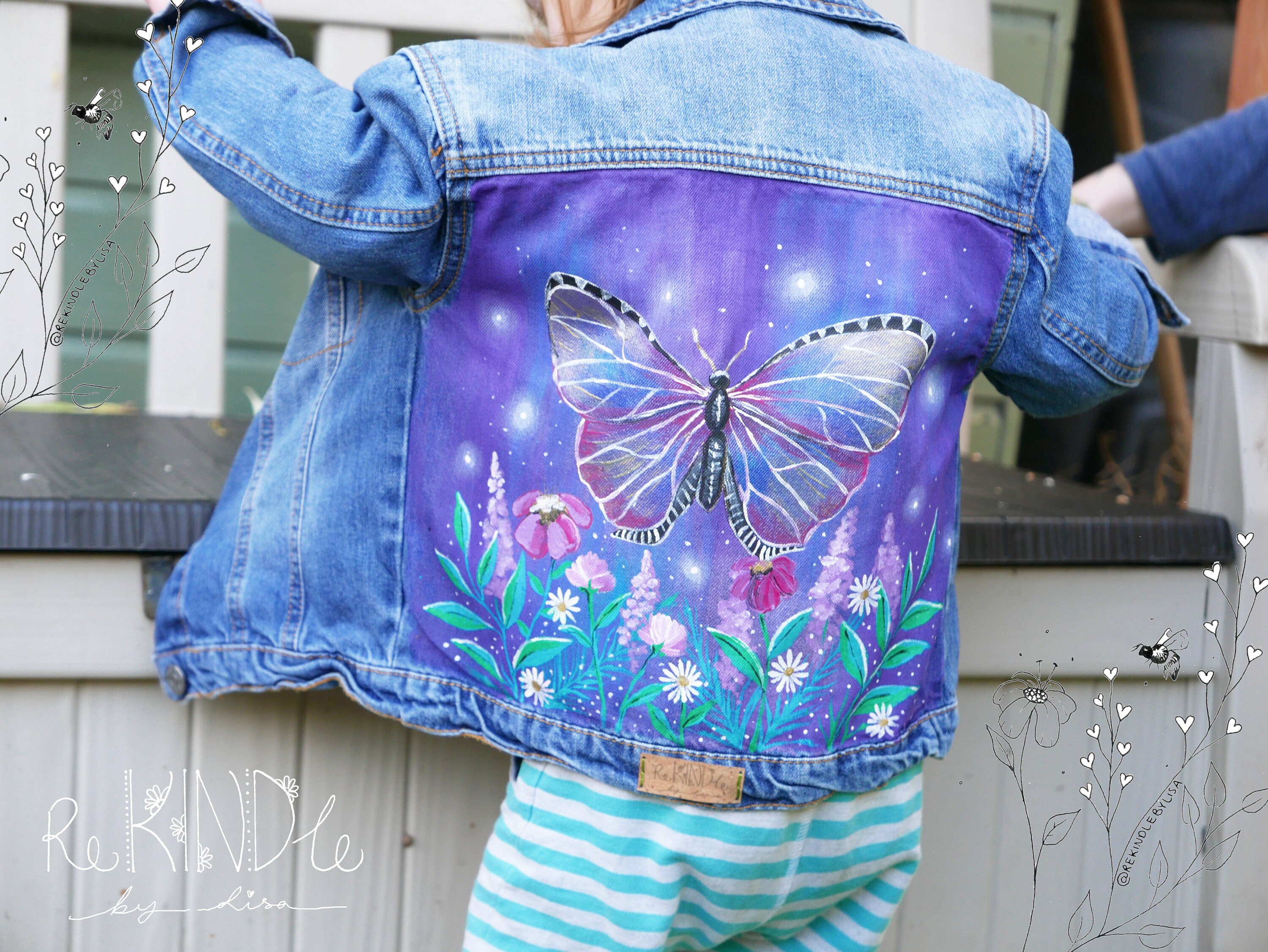 Butterfly Jeans Jacket Painted Hand Painted Butterfly Denim Jacket