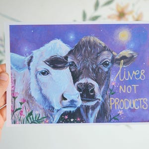 A4 Vegan Art Print / Eco Friendly / Cows/ Lives not Products / Vegan Art/ Vegan Gift/ Vegan Eco Friendly Gift / Art Print/ Wall Art