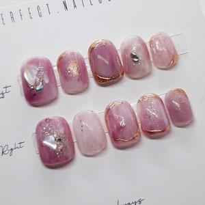 Press on nails short - &quot;Blueberry pie&quot; | False nails | Press on nails trendy | Short press on nails